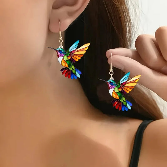 Boucles d'Oreilles Colibri Acrylique