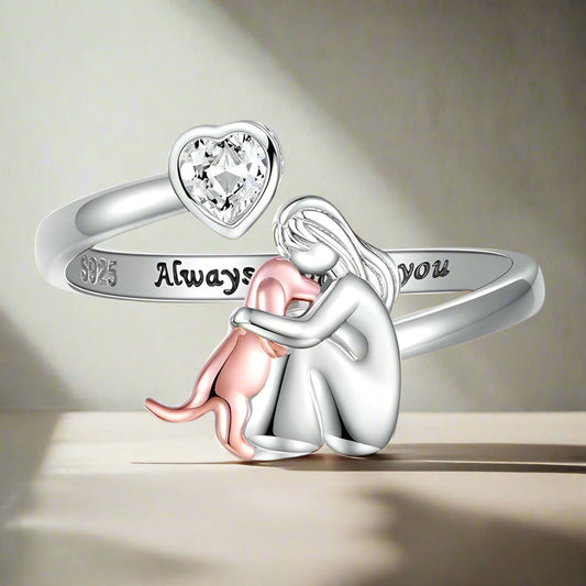 Bague Chien Argent & Zircone - "Always in My Heart"